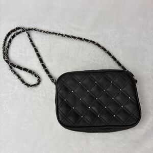 Aeropostale Quilted Crossbody Purse -Black Small Bag With Chain Strap Retro